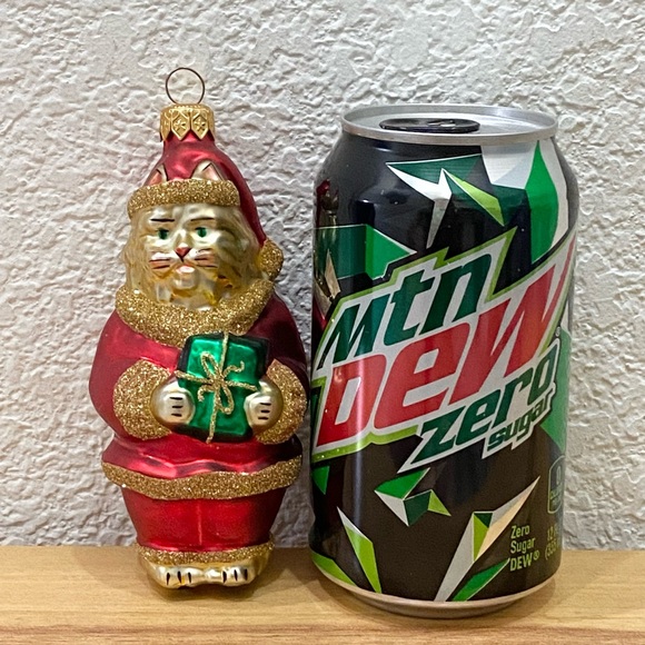 Vintage Santa Paws Anthropomorphic Cat Santa Hand Blown Glass Christmas Ornament - Picture 5 of 12